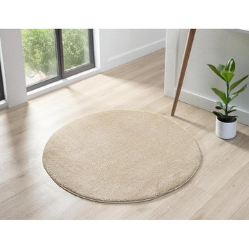 Washable Comfy Plain CMF00 Light Beige Round Rug-Desire Rugs-Rug Love - The Most Loved Rug Store